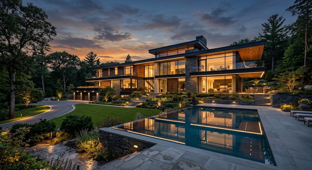 Grand Estate at Dusk