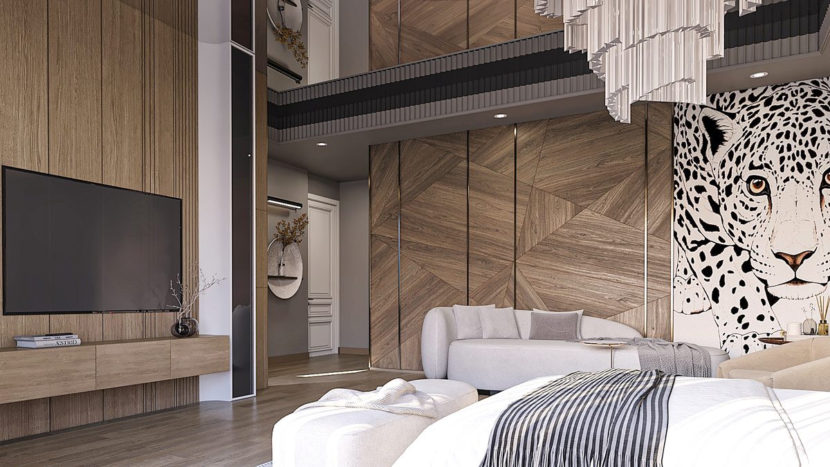 Bedroom with Mural Wall