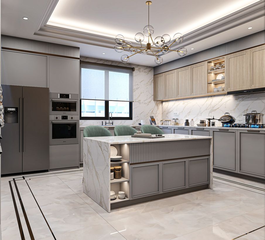 Island Kitchen with Marble