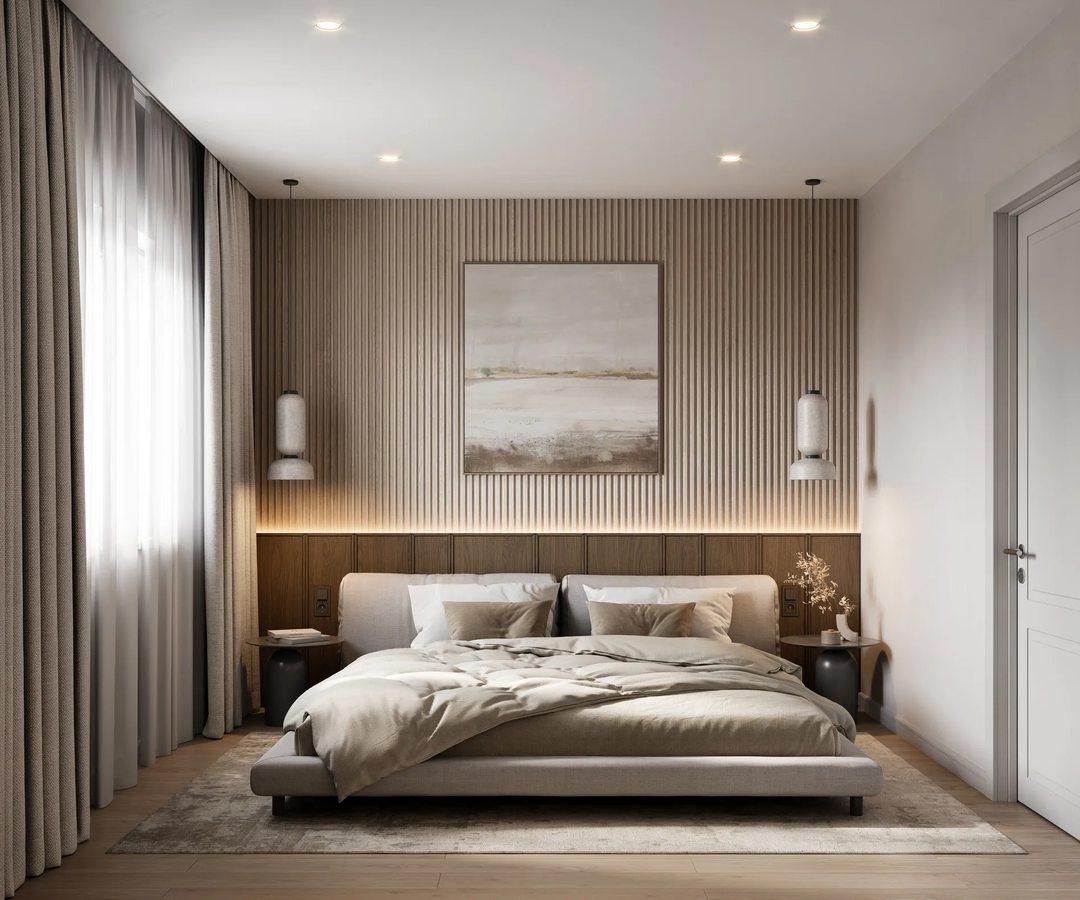 Minimal Bedroom with Slat Wall