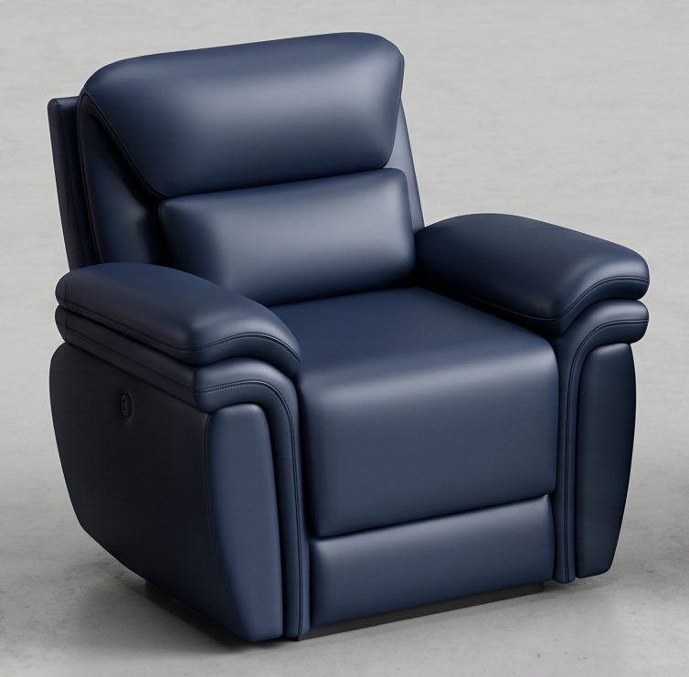 Navy Leather Recliner Chair